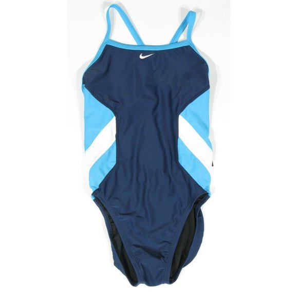 Nike Other - NIKE Size 32/6  Color Surge One Piece Cross Back Swimsuit Navy Turquoise NWT